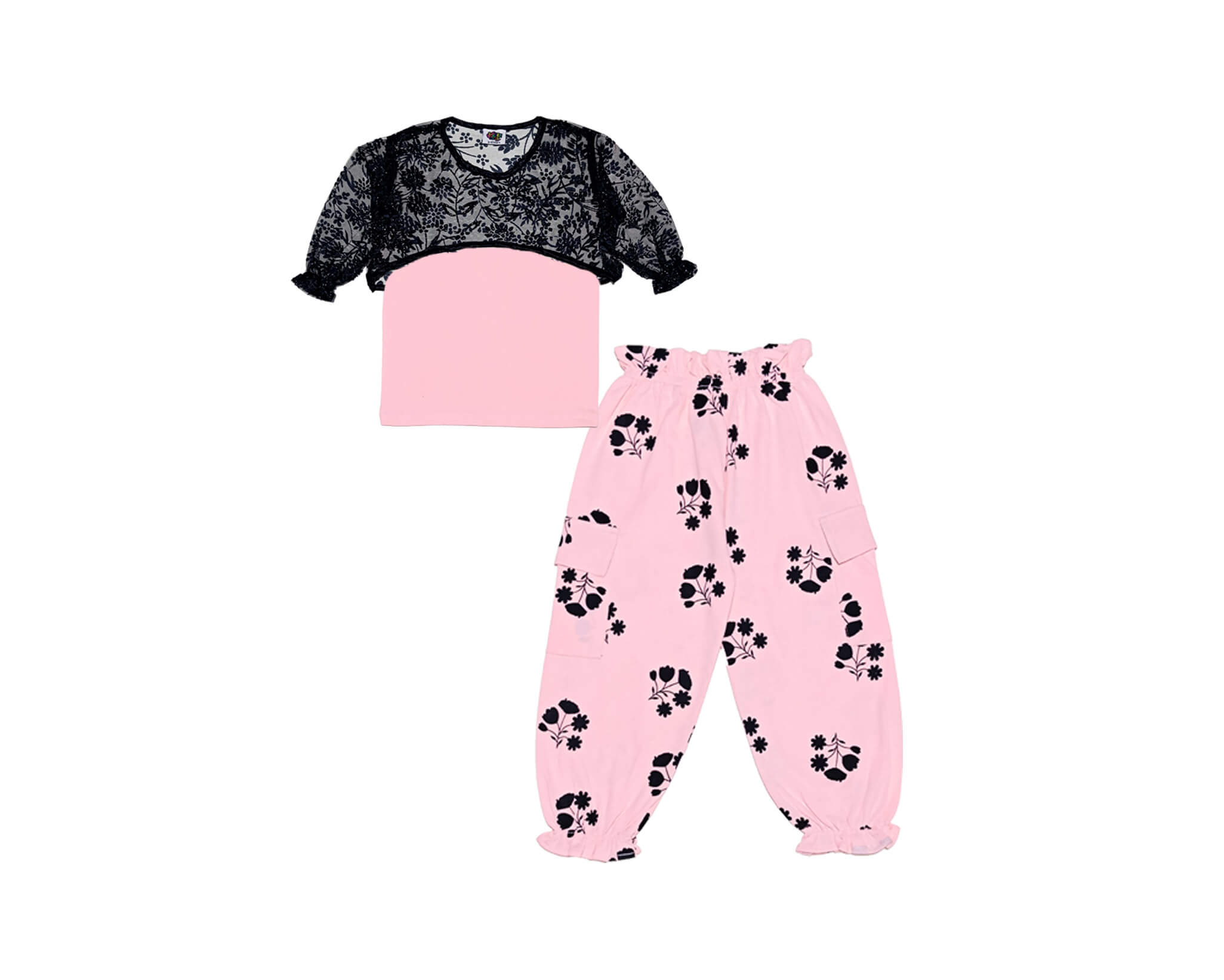 Fency-Floral-Net-Top-Inner-Shirt-with-Baggy-Trouser---Baby-Pink
