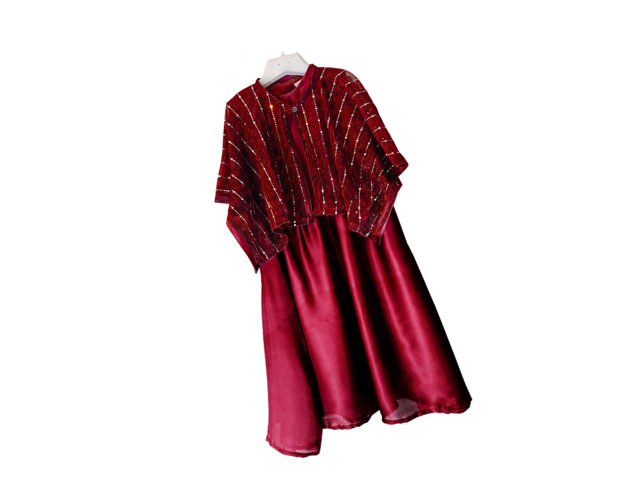 Fency Georgette Maxi with Moon Light Kaftan - Maroon