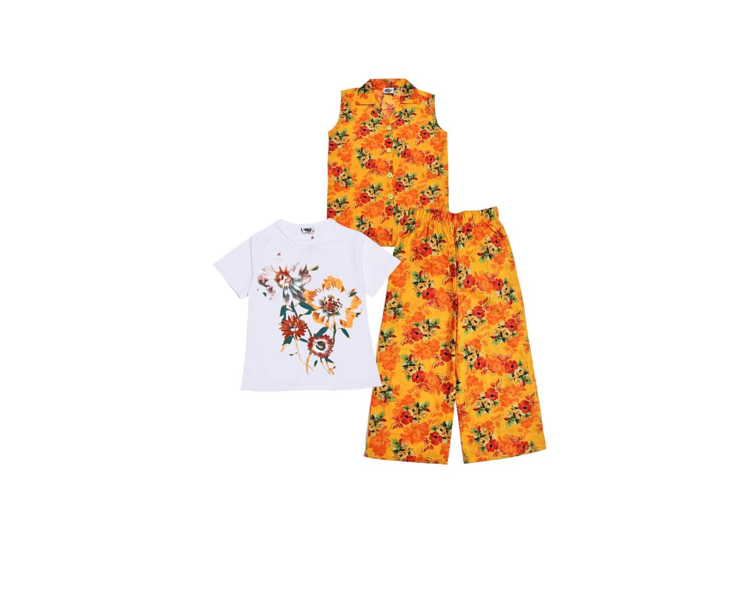 FestiveCoolFlowerSleevelessCoatInner_Trouser-Yellow