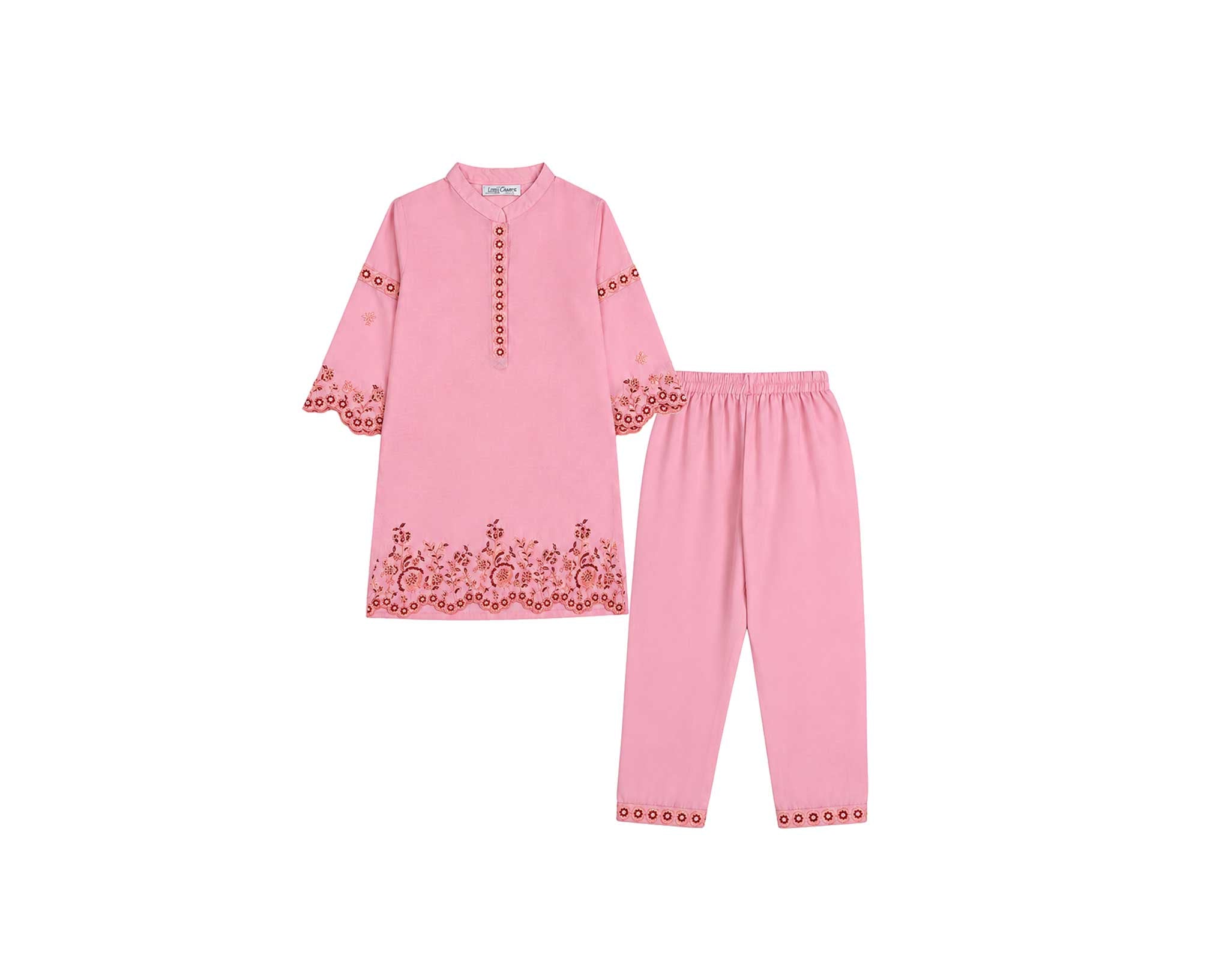 FestiveGracefulEmbroideryCottonKurta_Trouser_Pink