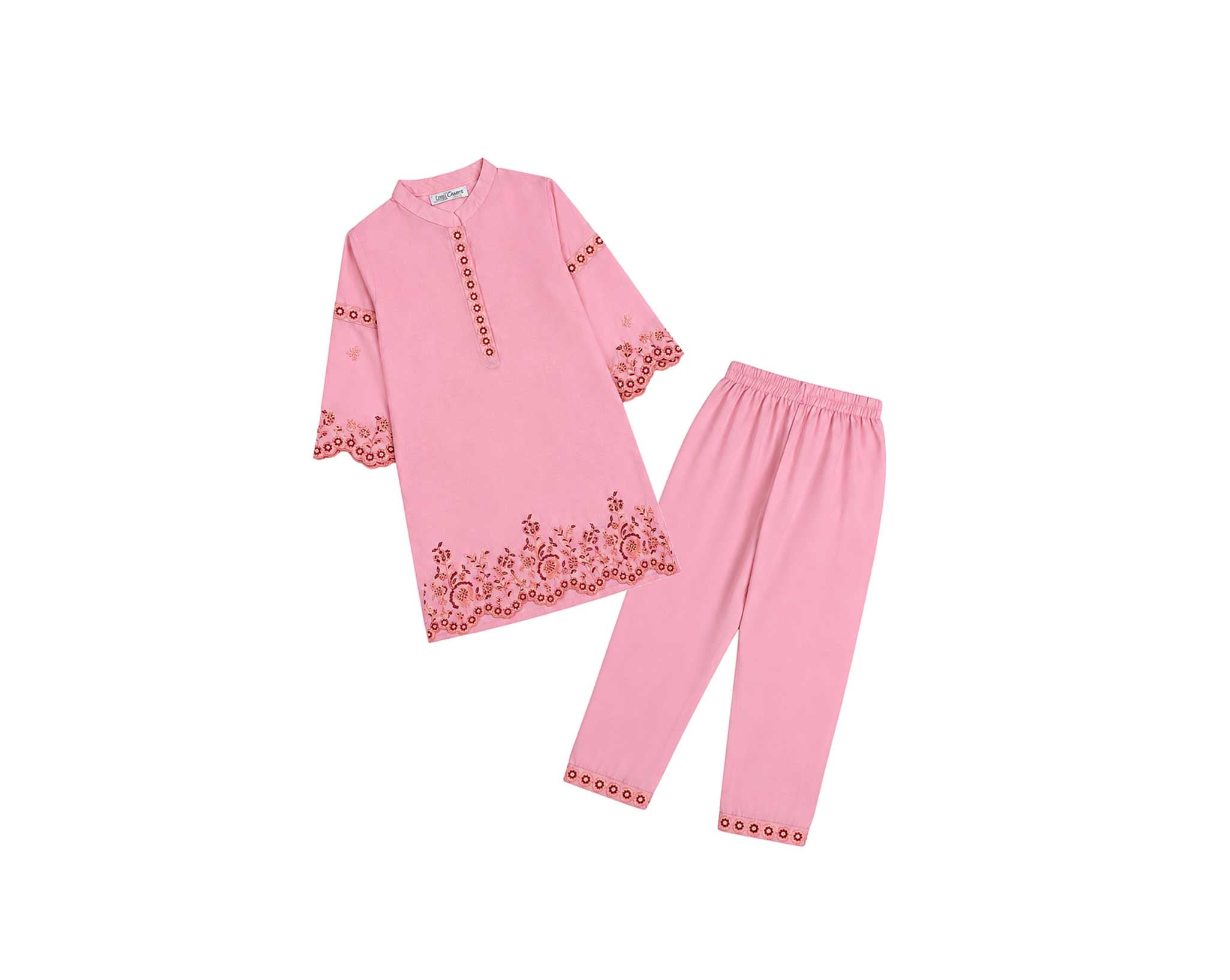FestiveGracefulEmbroideryCottonKurta_Trouser_Pink_1