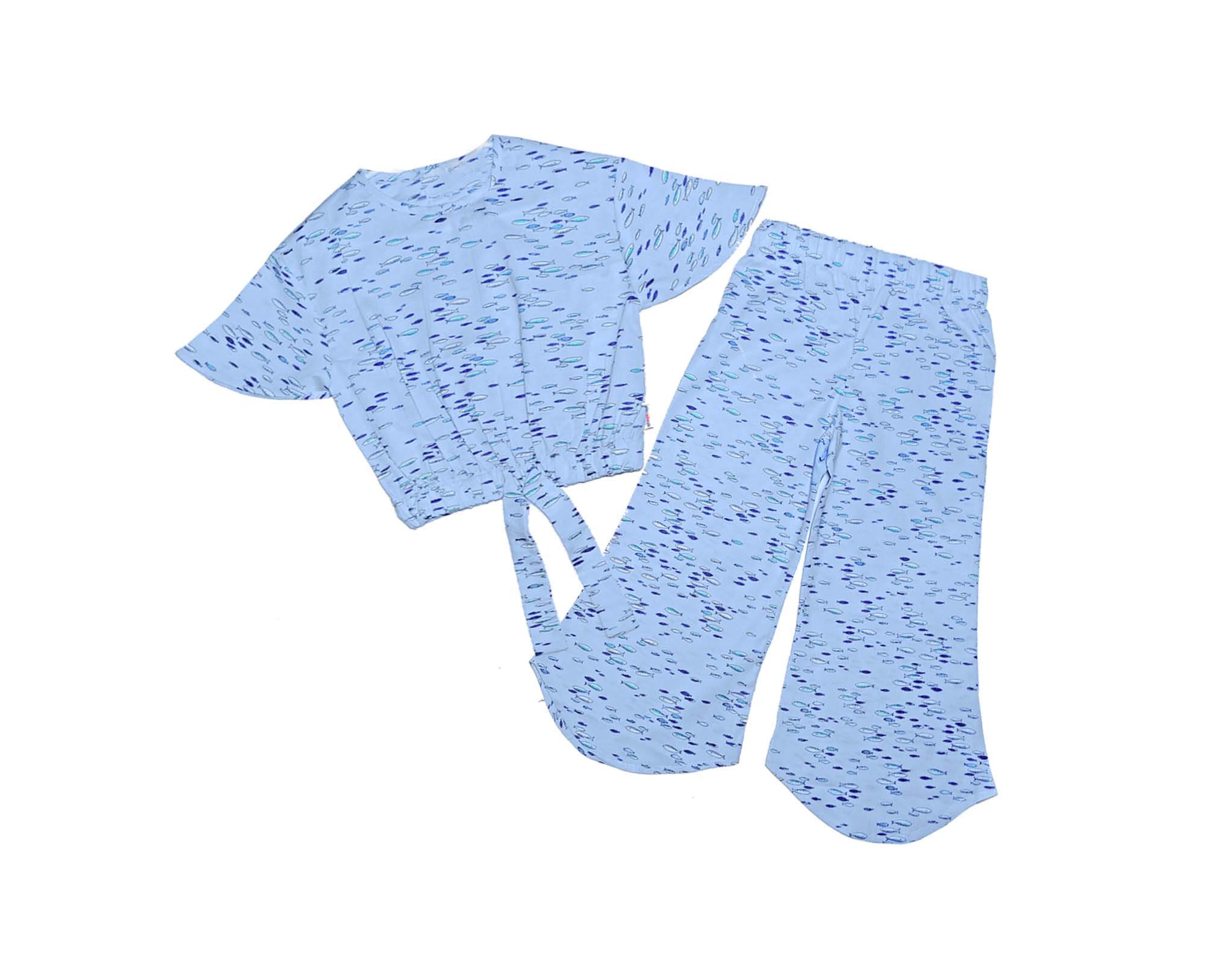 Fishes Family Fish Cut Top & Trouser - Sky Blue