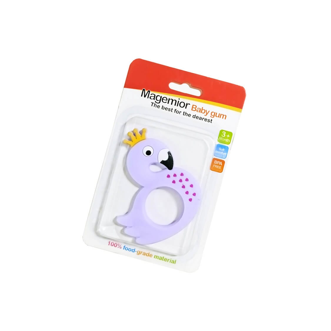 Flamingo Shape Silicone Teether Flexible and Durable Chewable -Purple