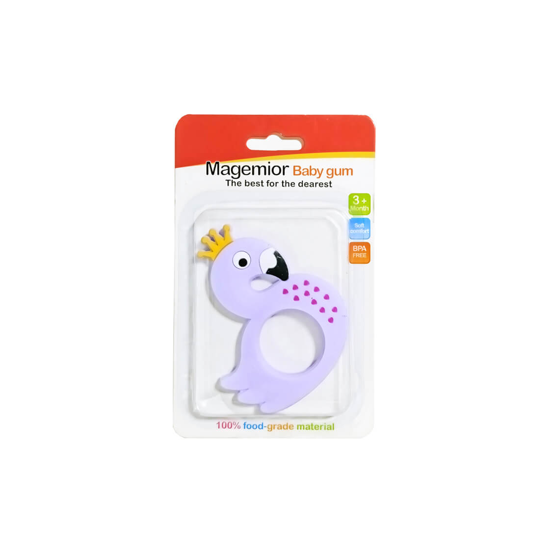 Flamingo Shape Silicone Teether Flexible and Durable Chewable -Purple