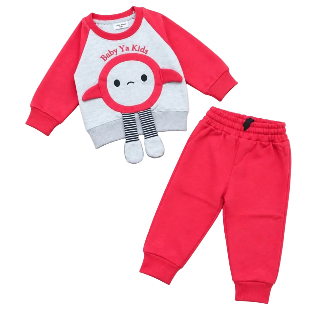 Fleece Tracksuit Baby Ya Kids - Grey &  Red