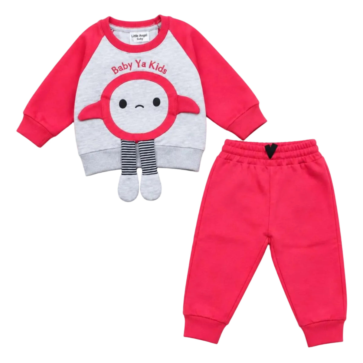 Fleece Tracksuit Baby Ya Kids - Grey &  Red