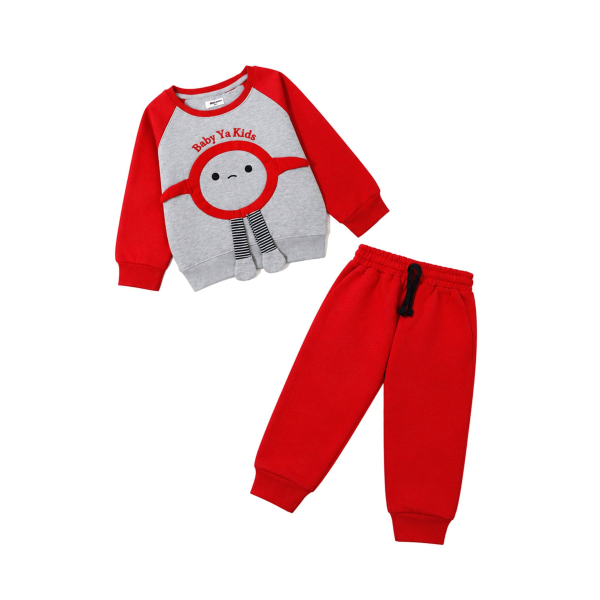 Fleece Tracksuit Baby Ya Kids - Grey & Red