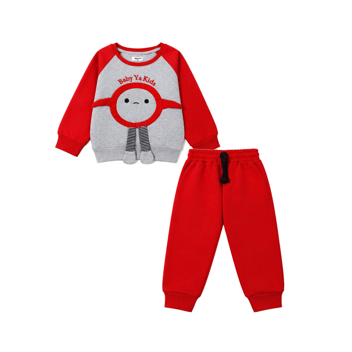 Fleece Tracksuit Baby Ya Kids - Grey & Red