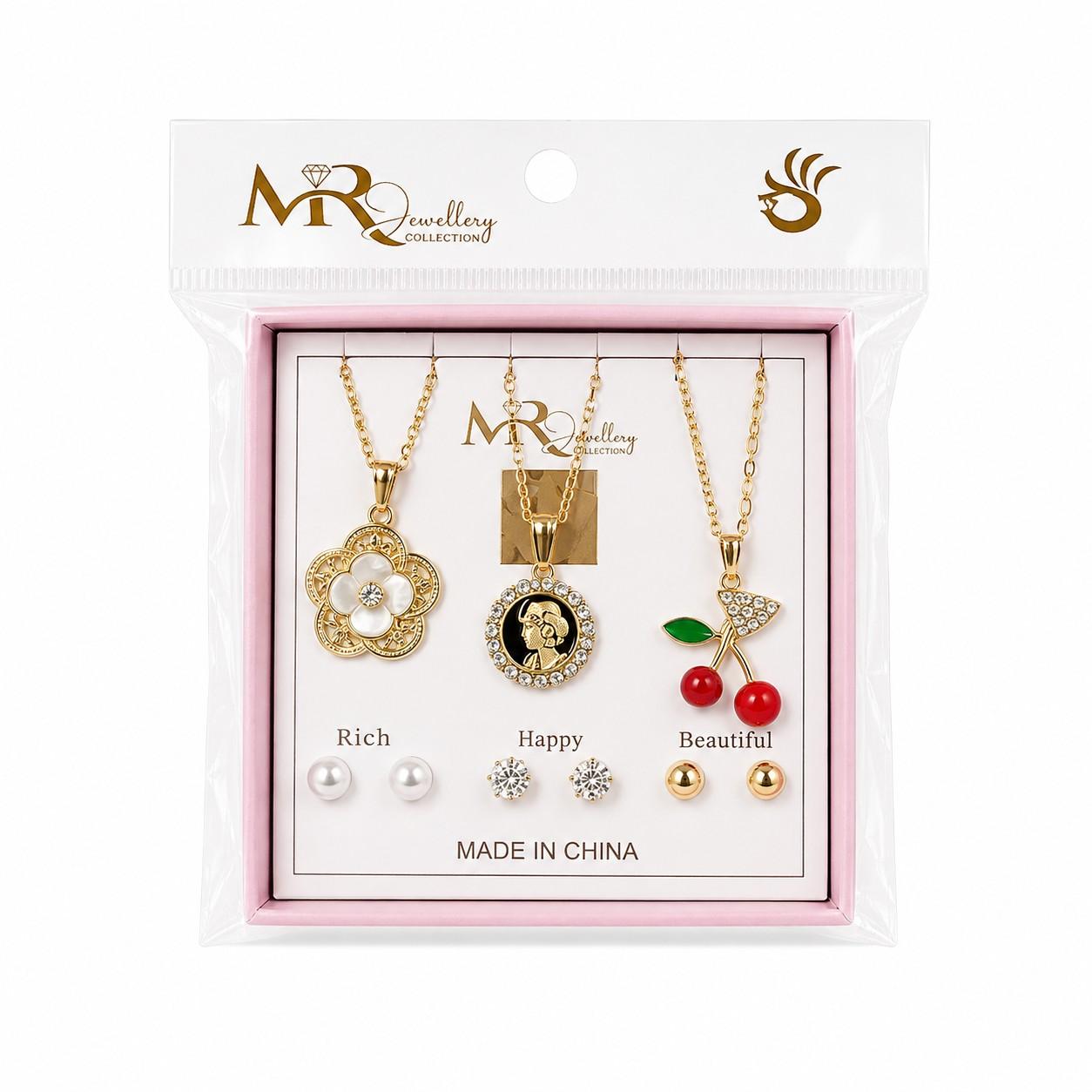Floral Pendant & Stud Set