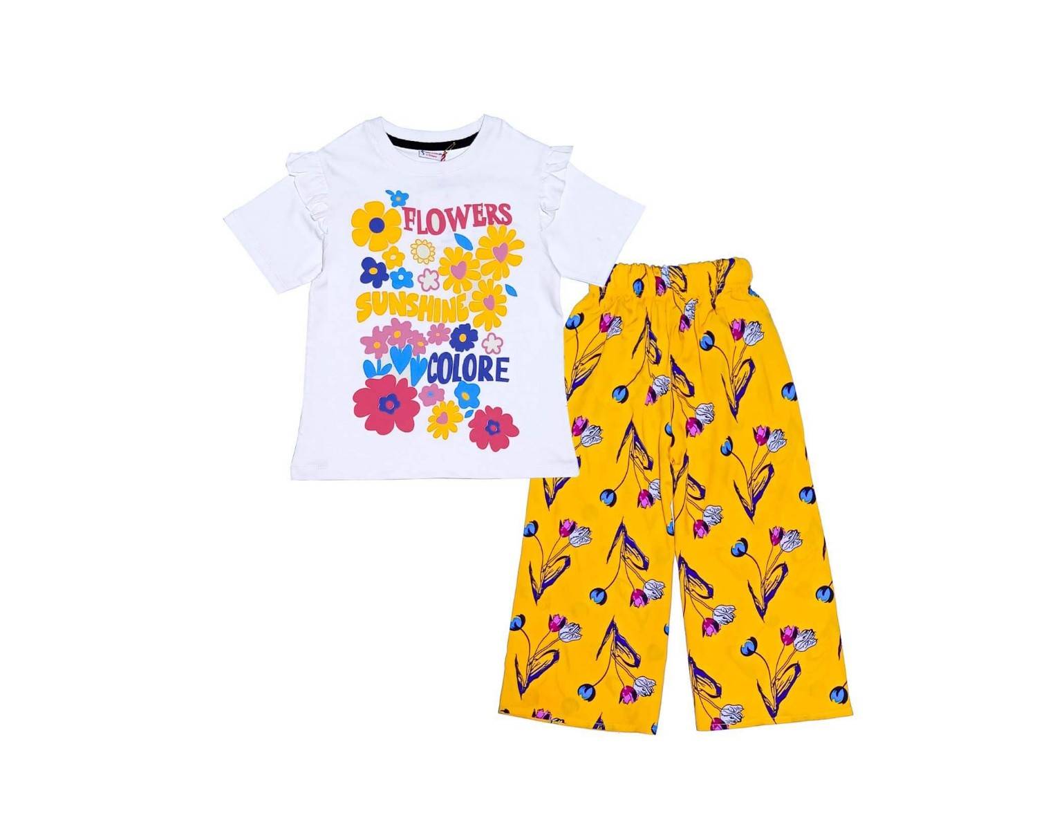 Flowers-Color-Cotton-Frill-T-Shirt-with-Arabic-Lawn-Plazzo-White-Mustard