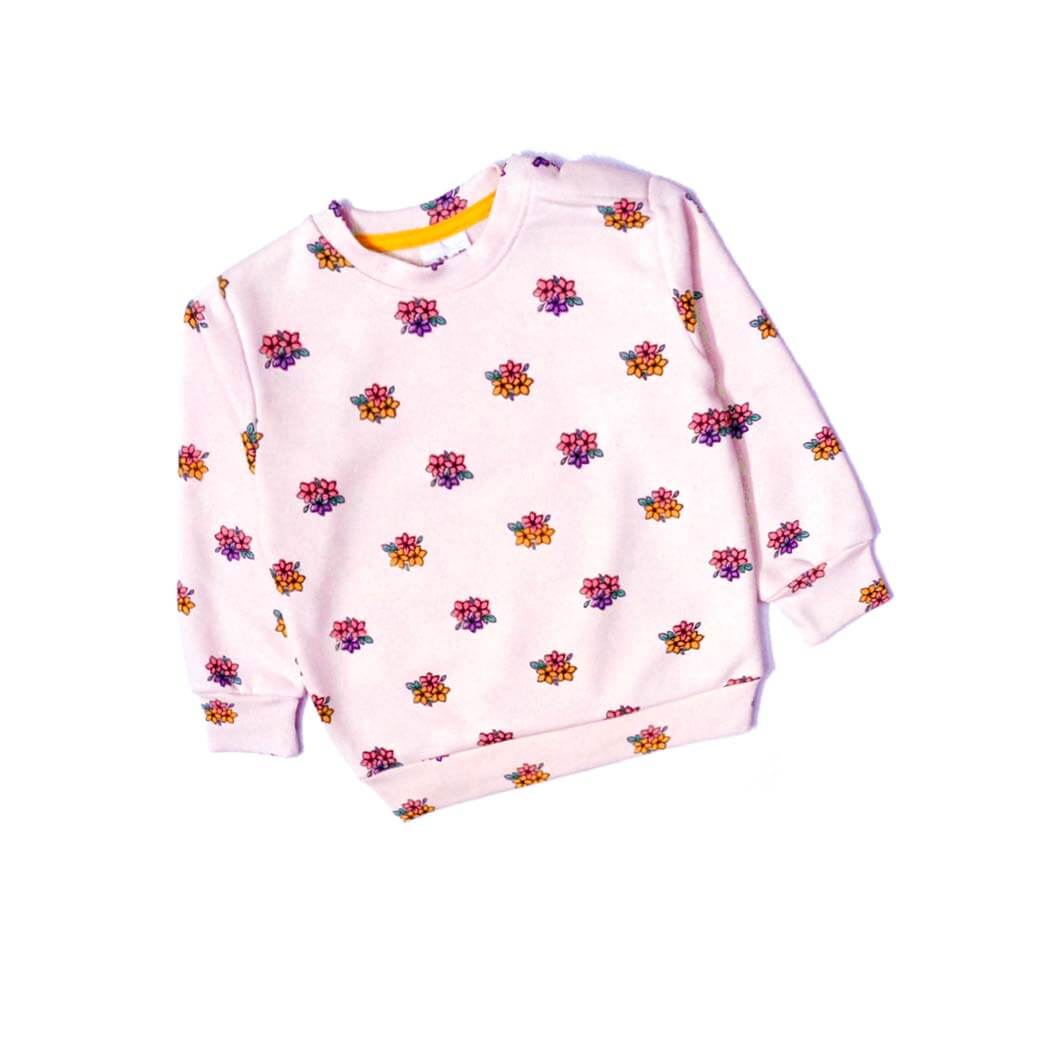 Flowers Fleece Sweatshirt - Baby Pink