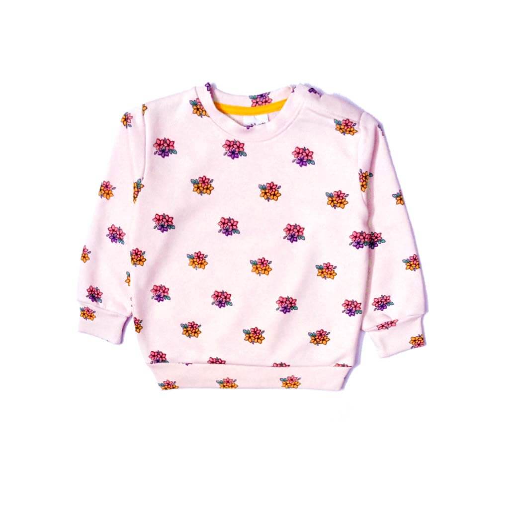 Flowers Fleece Sweatshirt - Baby Pink