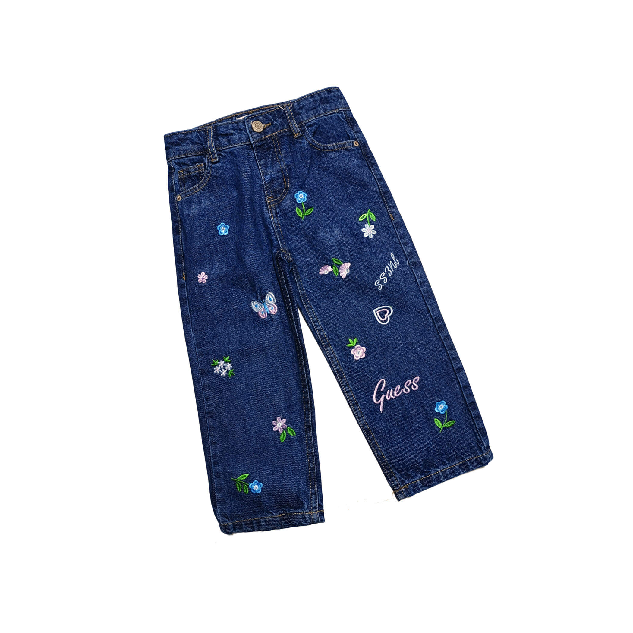 Flying Butterfly Loose Fit Denim Pant - Dark Blue