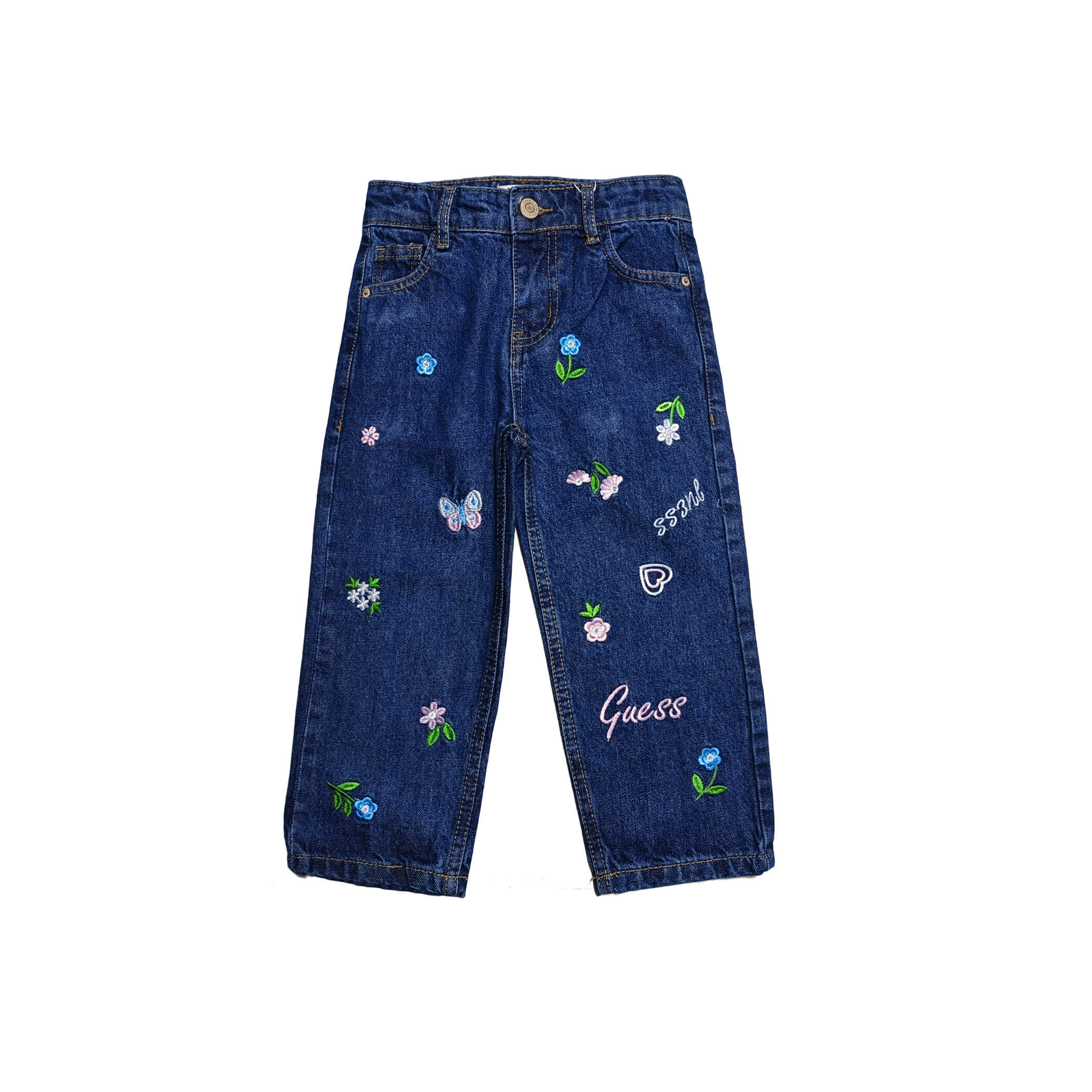 Flying Butterfly Loose Fit Denim Pant - Dark Blue