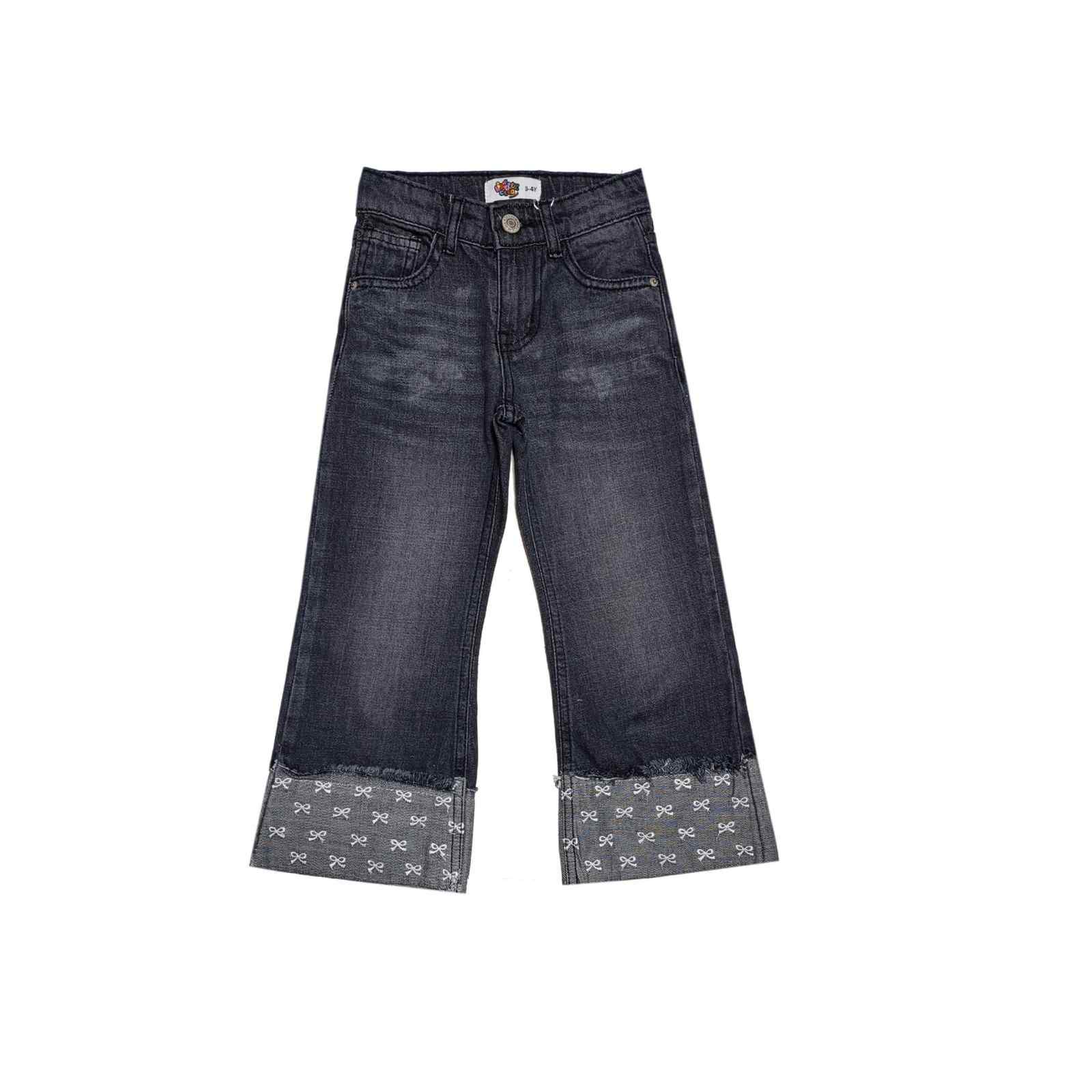 Folding-Bottom-White-Bows-wide-Leg-Denim-Pant-Charcoal