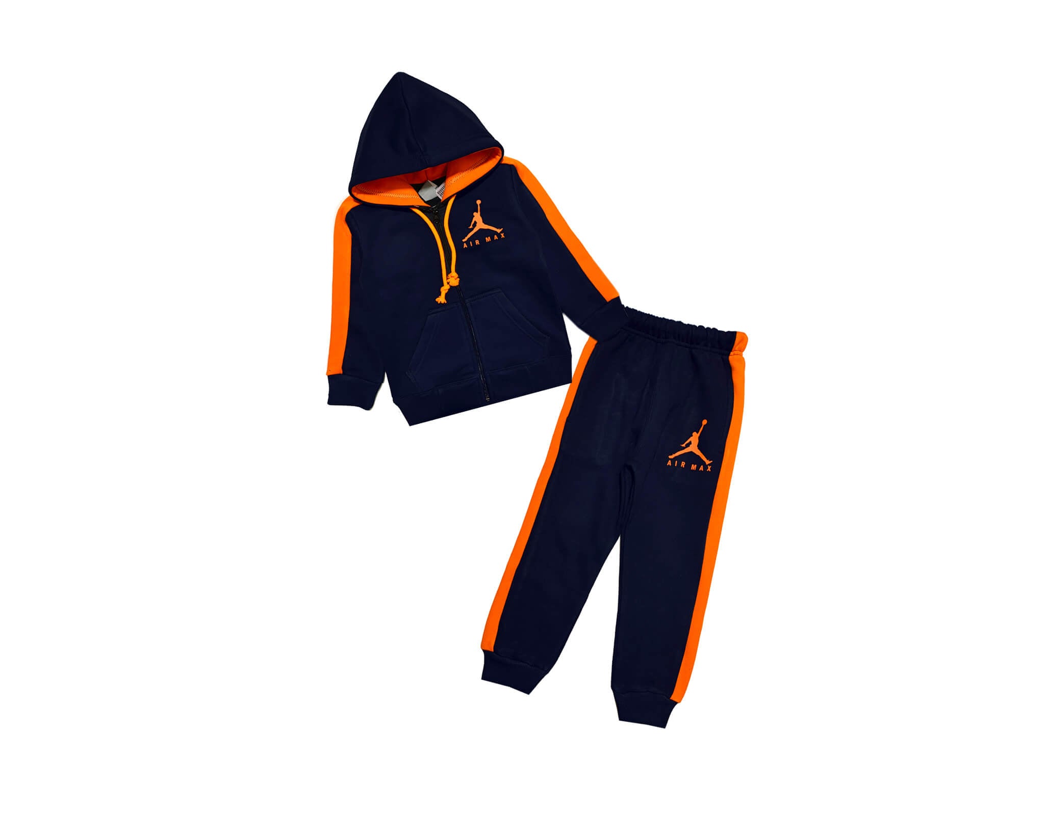 Football Player Orange Pennal Hoodie Tracksuit -Navy Blue