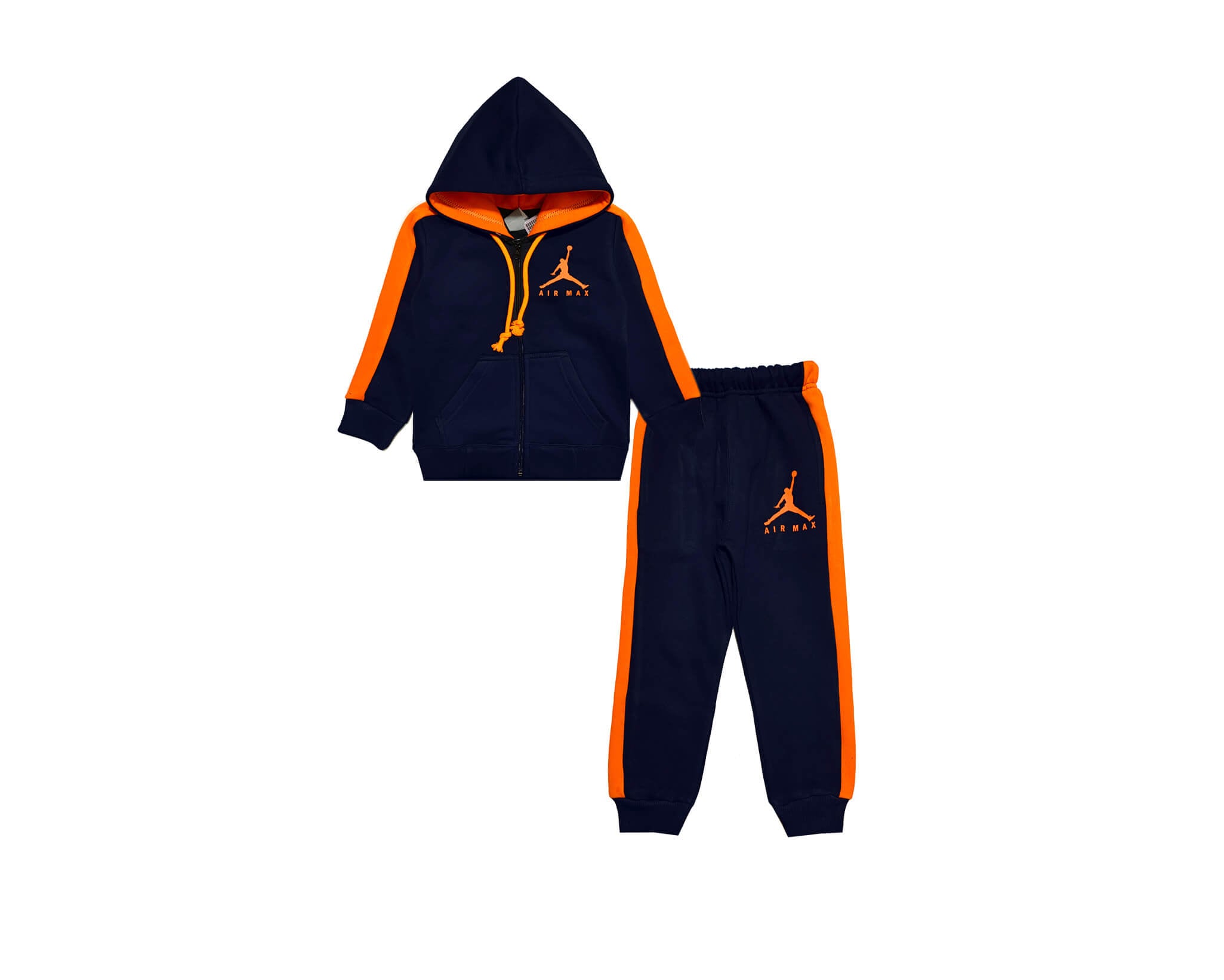 Football Player Orange Pennal Hoodie Tracksuit -Navy Blue