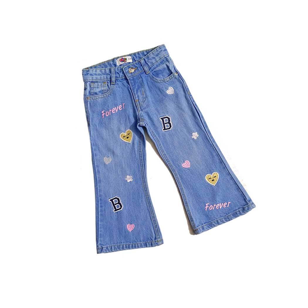 Forever Smile Flapper Denim Pants - Blue