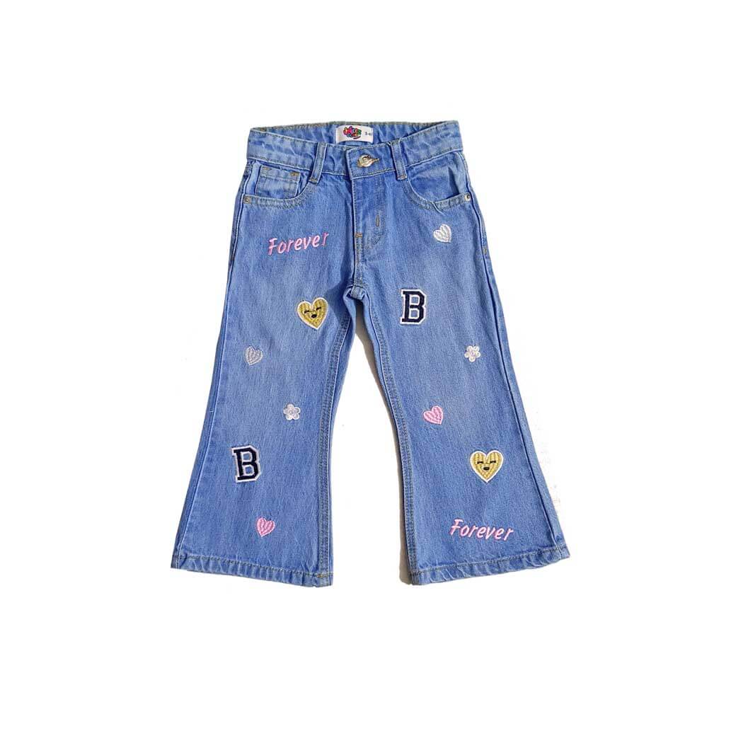 Forever Smile Flapper Denim Pants - Blue