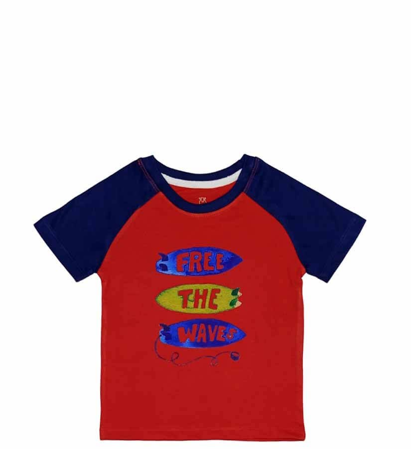 Free The Waves Tee Shirt - Red