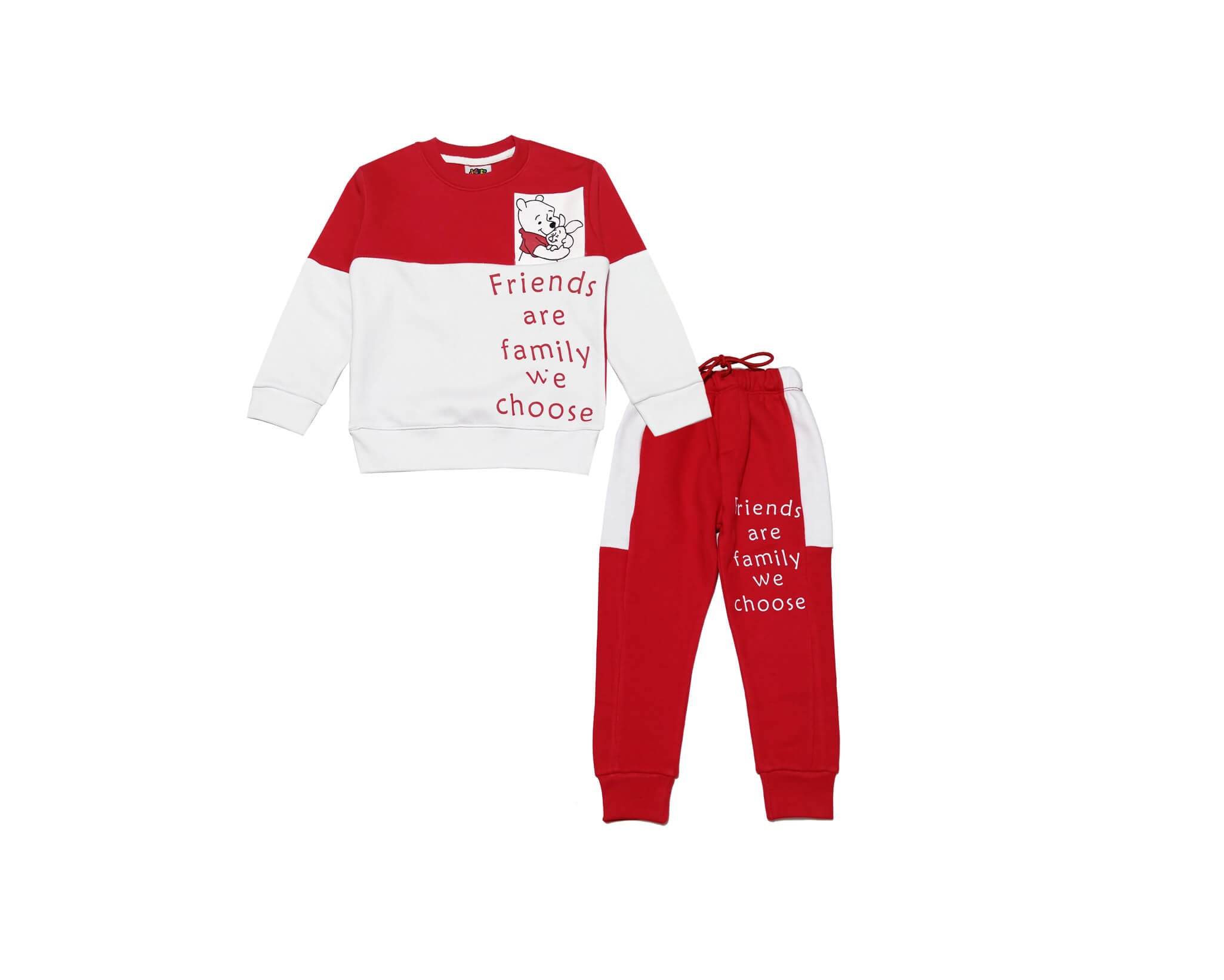 Friends &amp; Family Fleece Tracksuit with Pennals - Red &amp; White