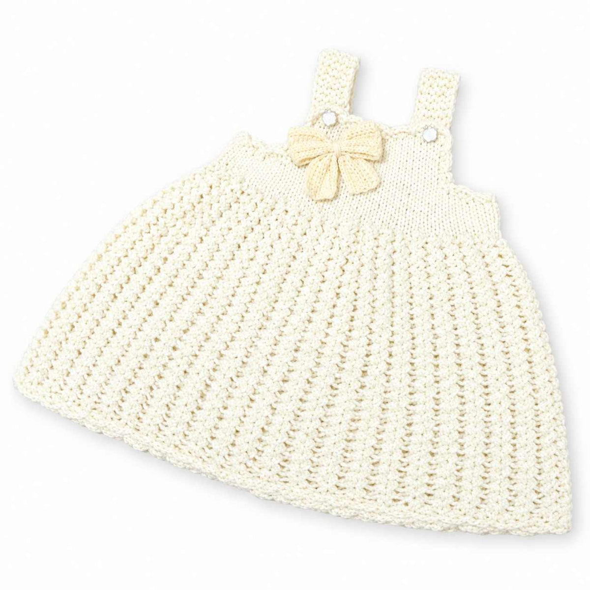 Frock With Bow Hand Made Wool - Lime Yellow