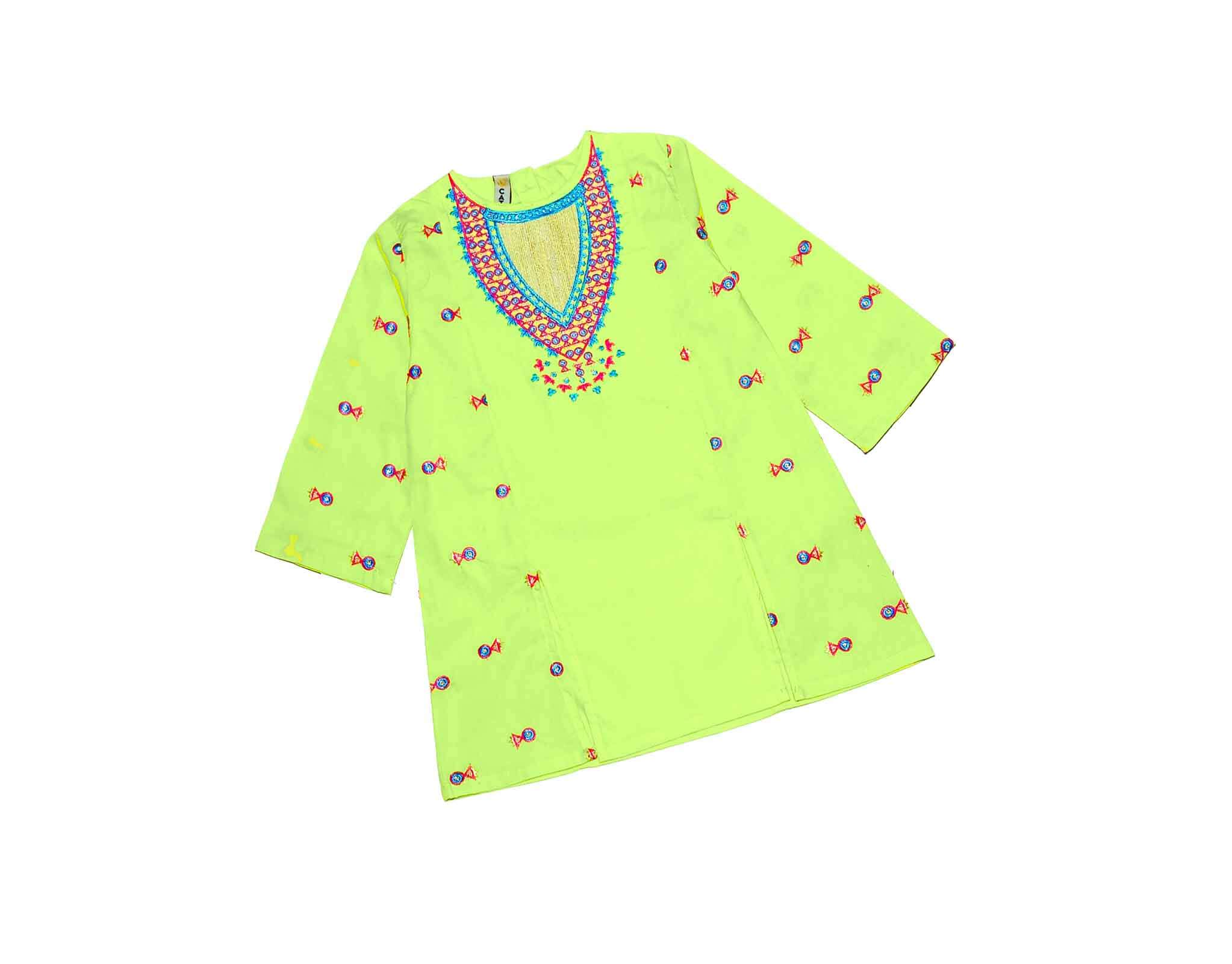 Front Cut Embroiderd Stylish Kurti - Light Green