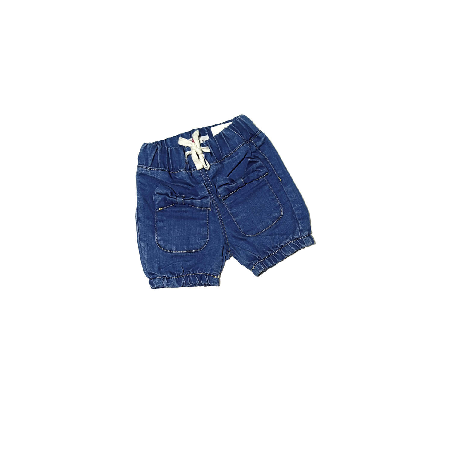 Front Pocket Bow Style Denim Short -Mid Blue