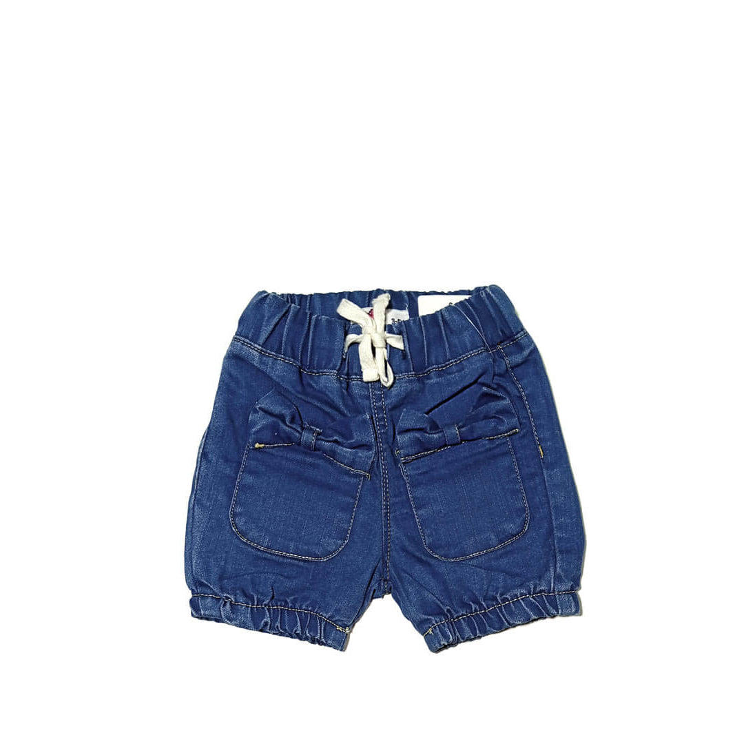 Front Pocket Bow Style Denim Short -Mid Blue