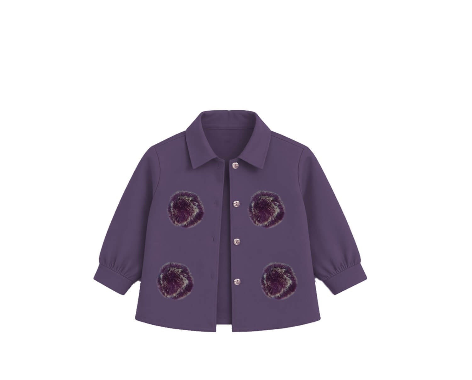 FrontStyle3dFlowersGirlsPremiumCoat-DarkPurple