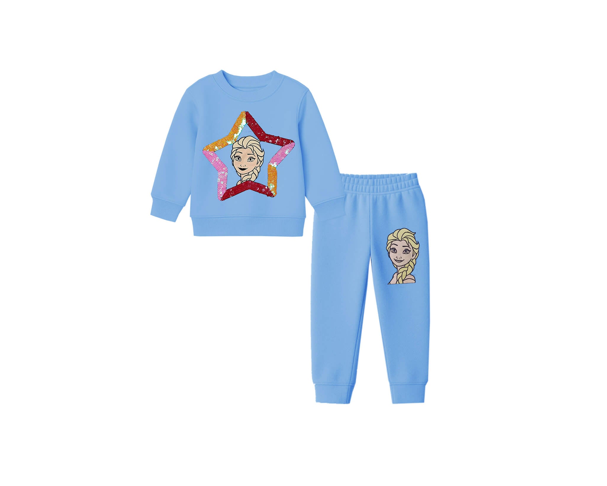 Frozen in Sequins Star Fleece Tracksuit - Sky Blue