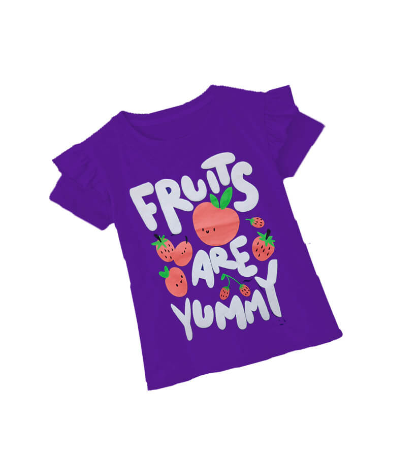 Fruits Are Yummy Frill Tee Shirt-Purple