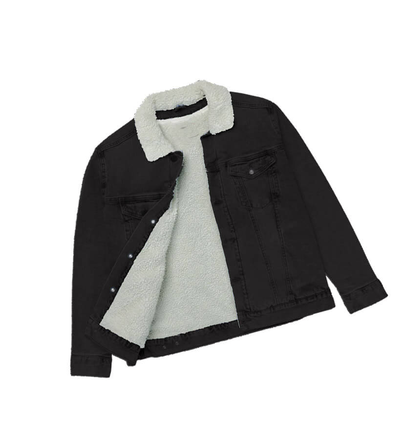 Full Body Fur Denim Jackets - Black