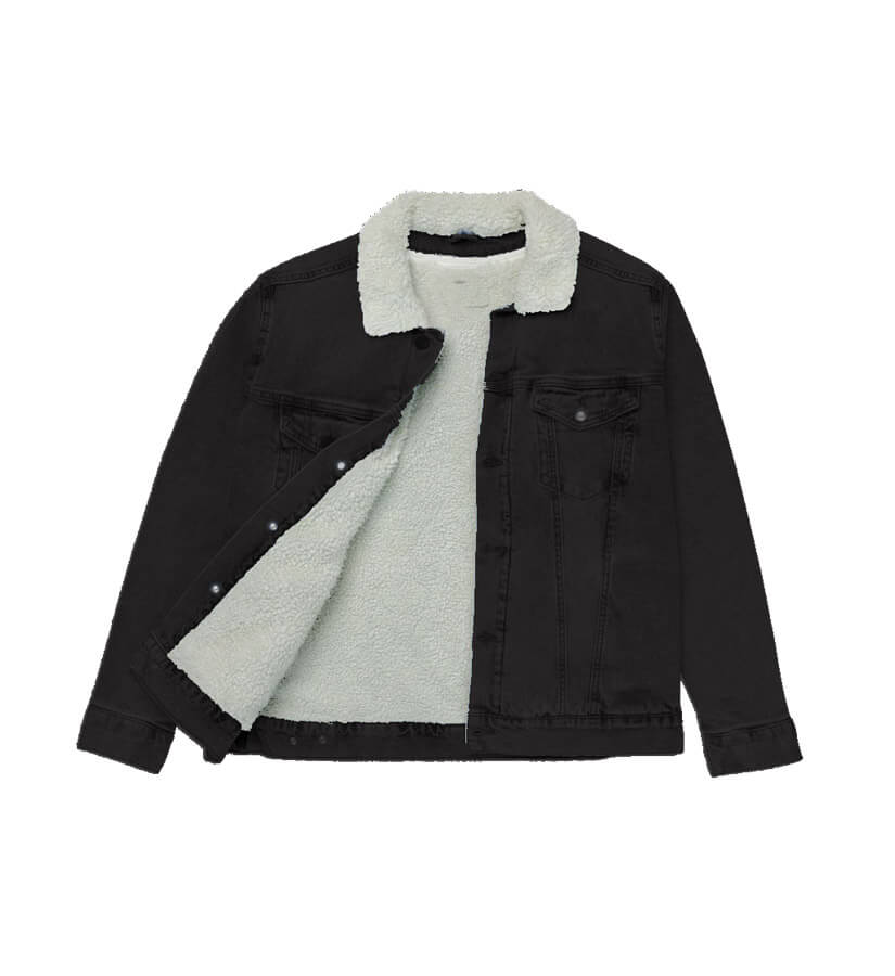 Full Body Fur Denim Jackets - Black