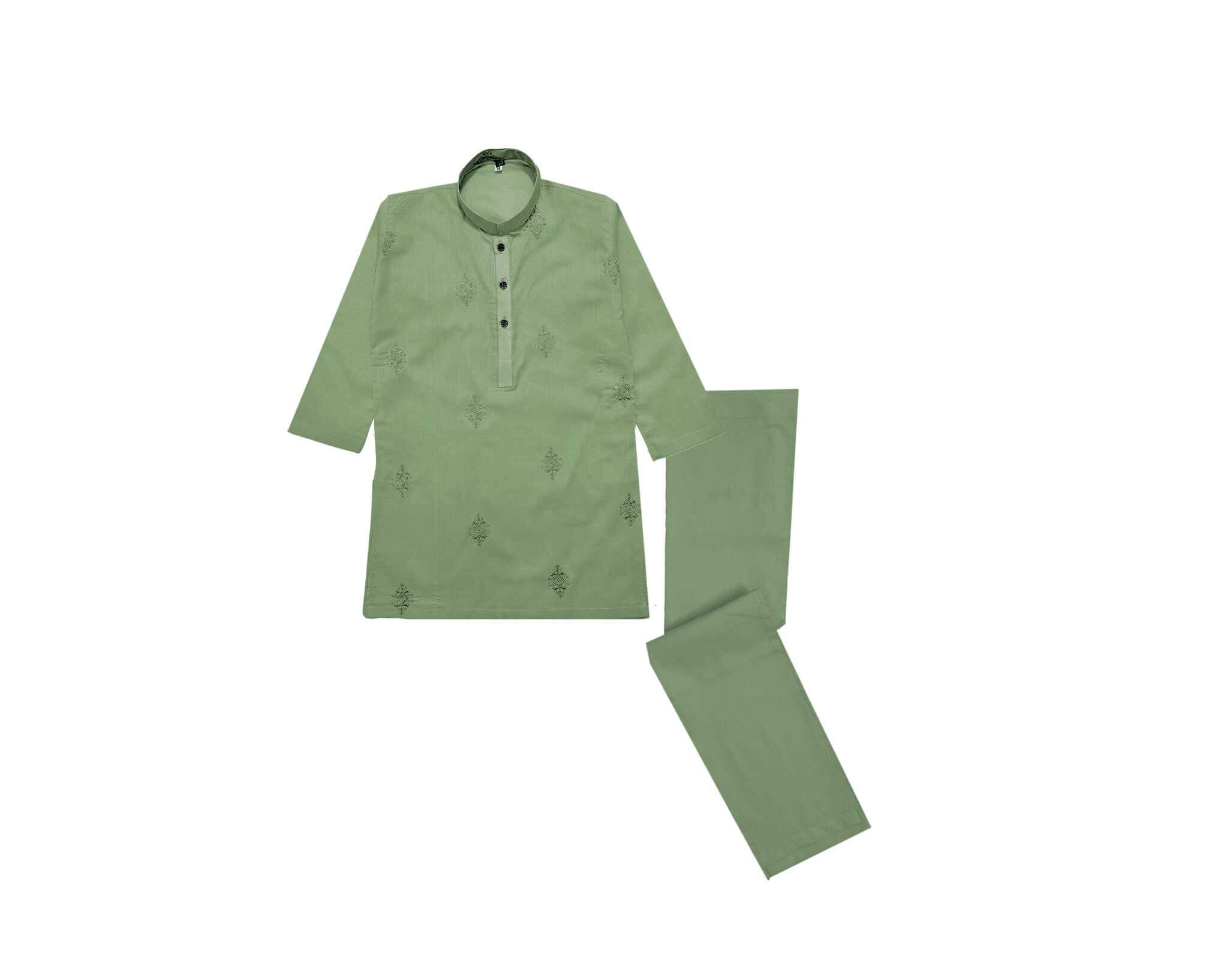FullEmbroideredCottonKurta_TrouserSet_Green