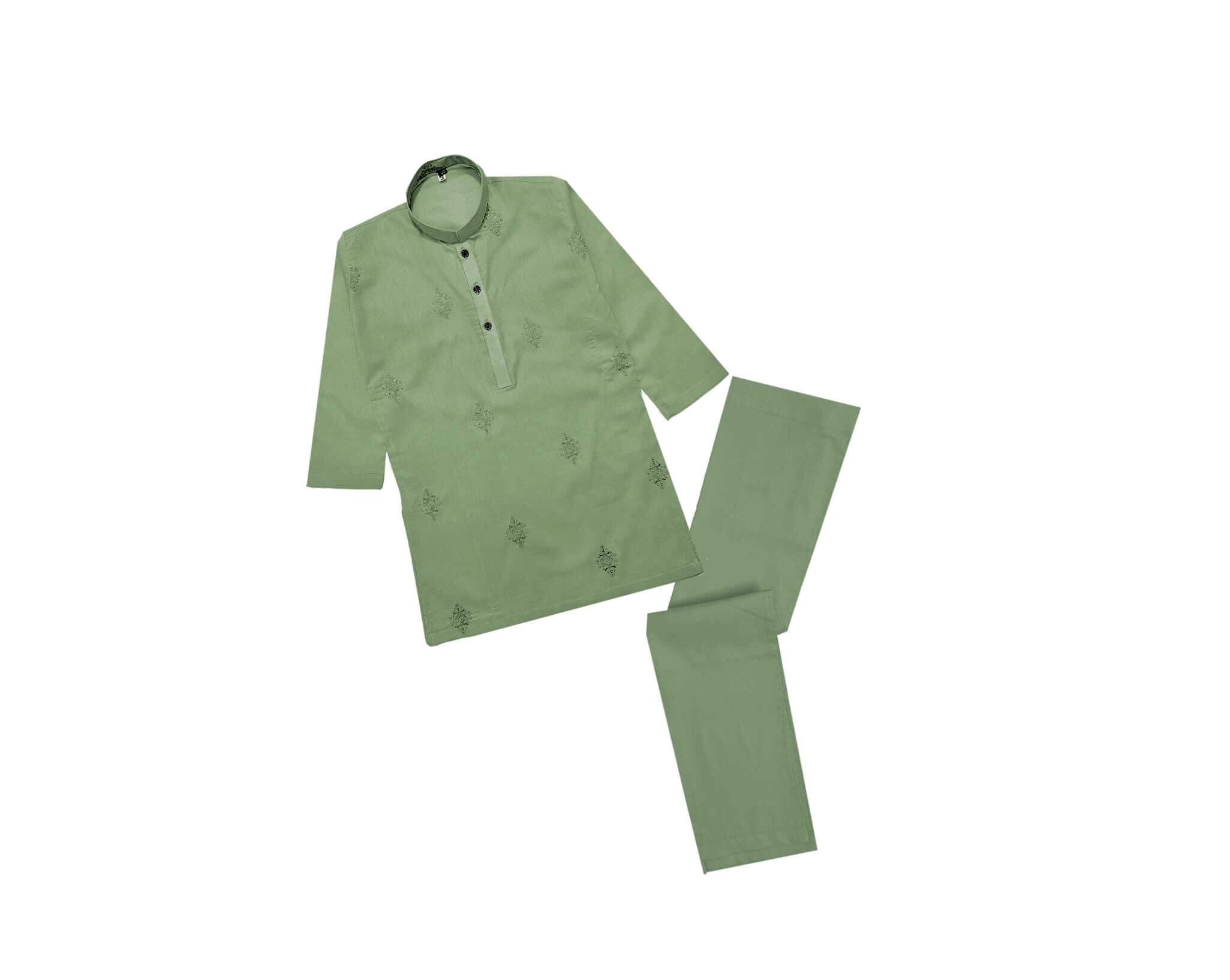 FullEmbroideredCottonKurta_TrouserSet_Green_1