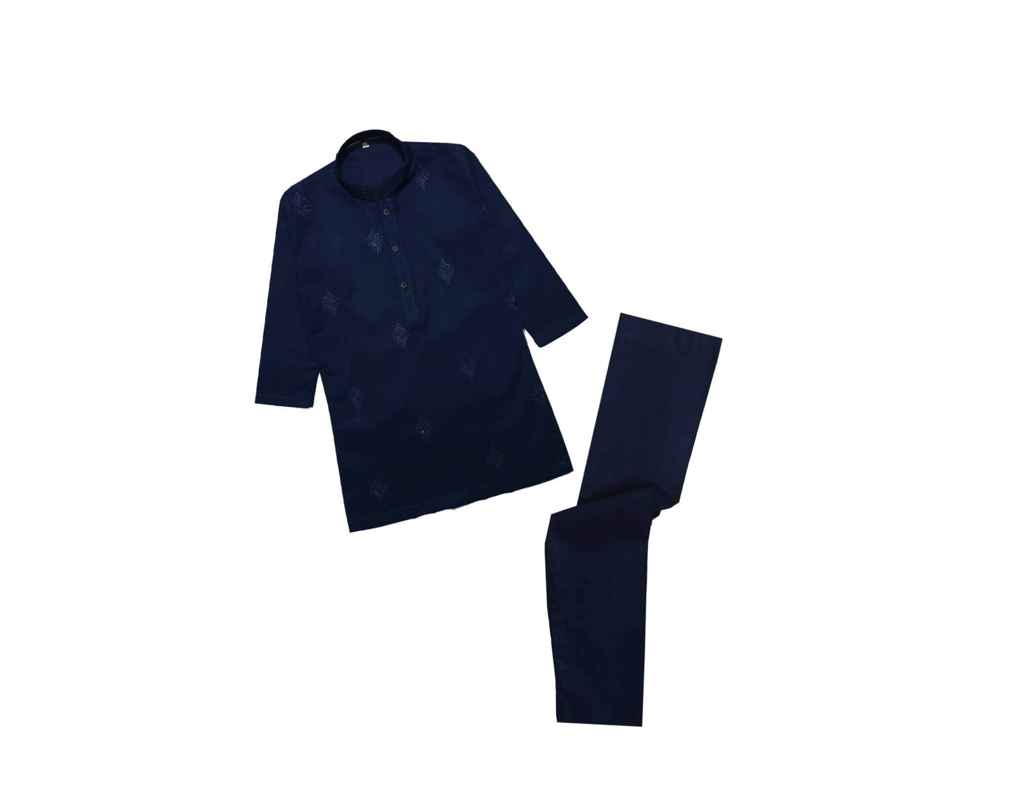 FullFrontEmbroideredCottonKurta_TrouserSet_NavyBlue_1
