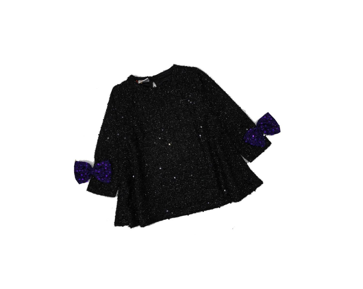 FullySequenceWorkWithBowFullSleeveFrock-Black