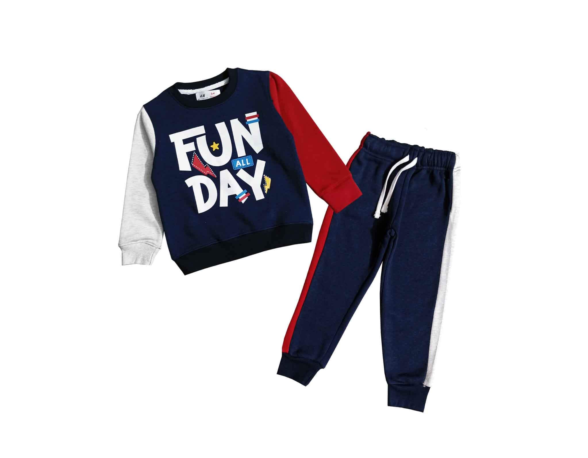 Fun All Day Penal Fleece Tracksuit - Navy Blue
