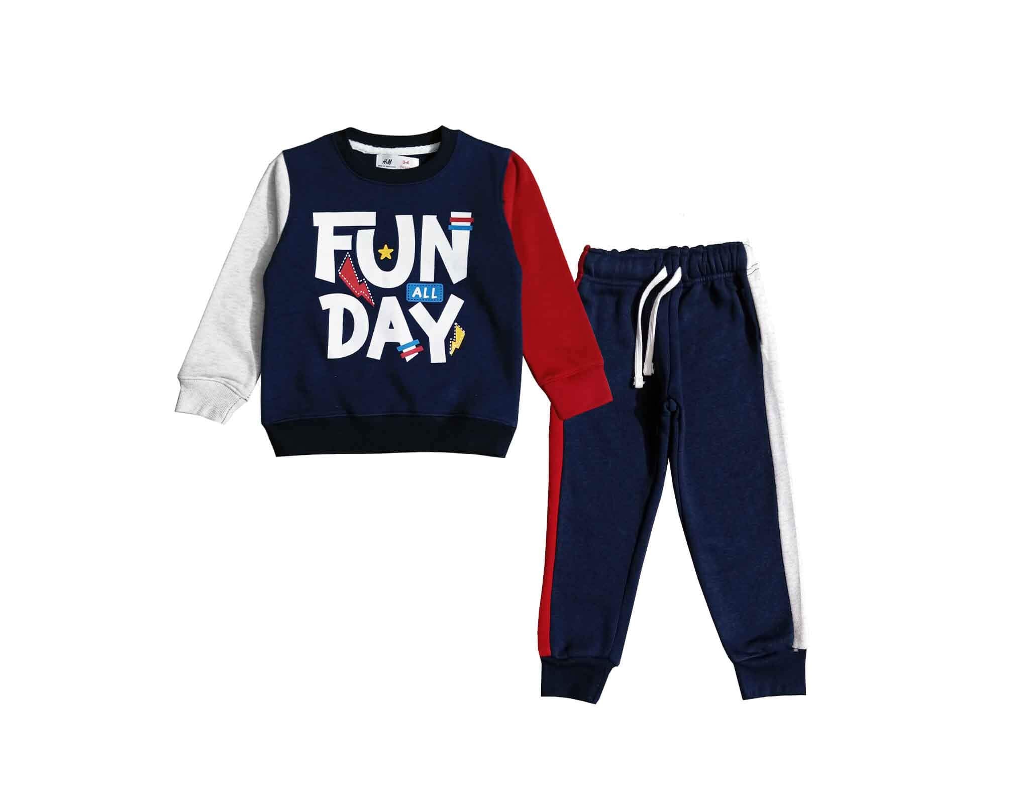 Fun All Day Penal Fleece Tracksuit - Navy Blue