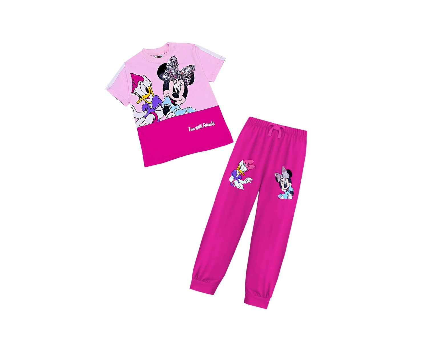 Fun With Friends Penal Tee Shirt & Trouser -Shocking Pink1