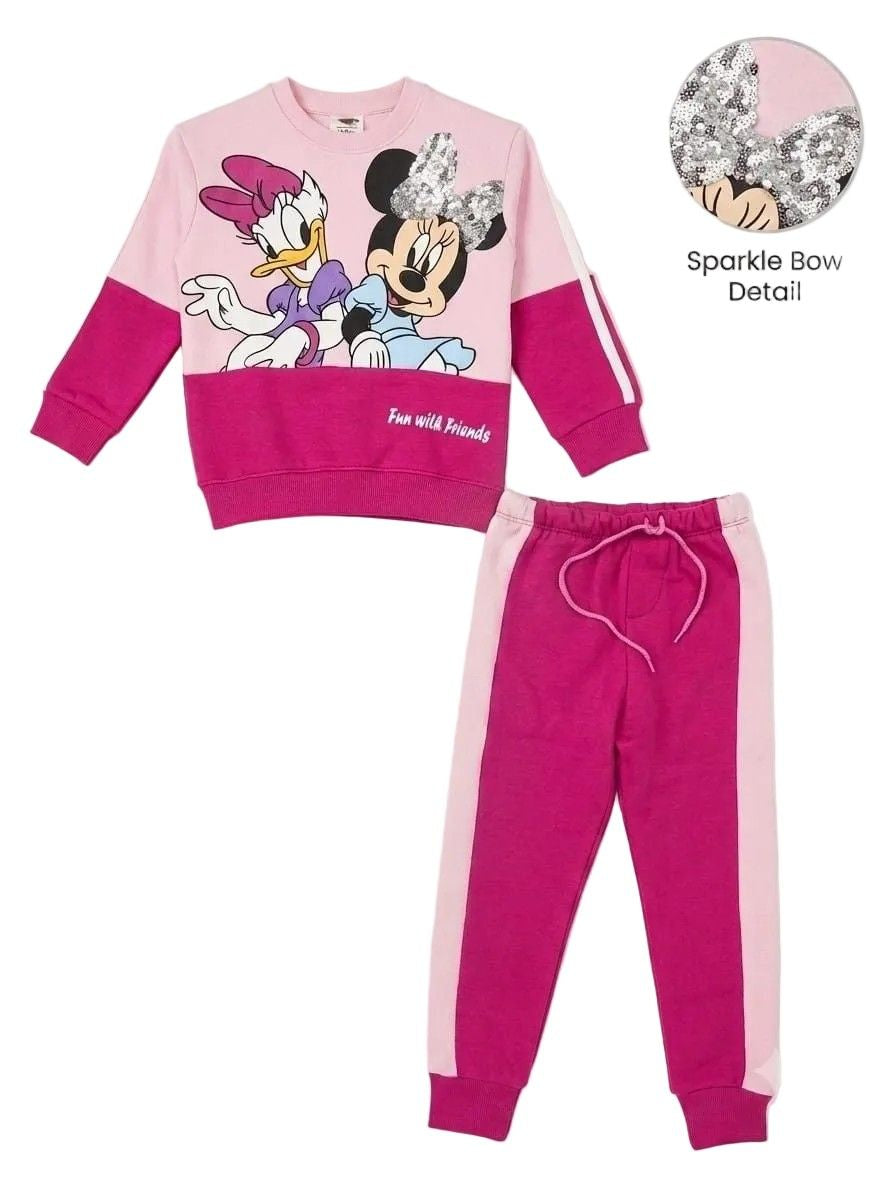 Fun With Friends Sequence Worked Penal Tracksuit - Baby & Shocking Pink