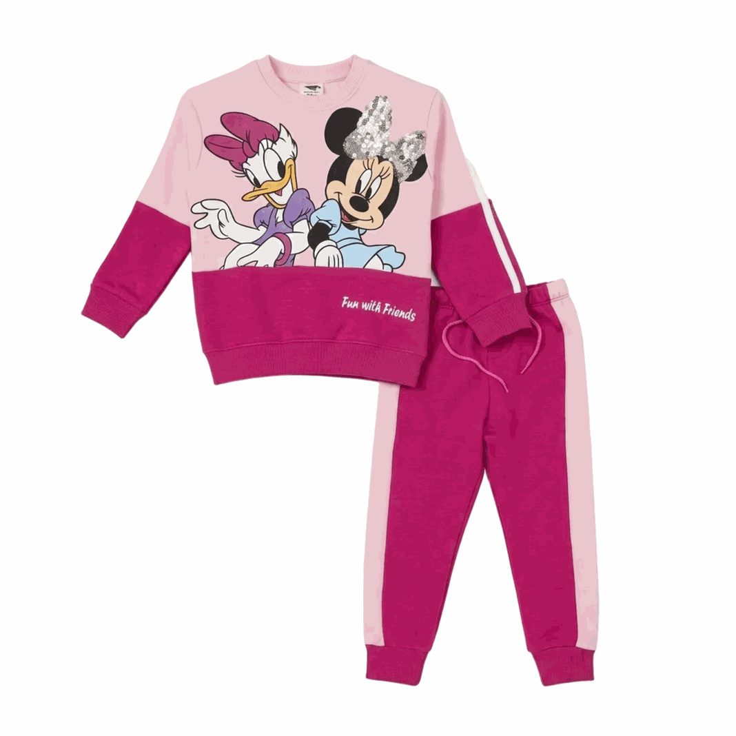 Fun With Friends Sequence Worked Penal Tracksuit - Baby & Shocking Pink