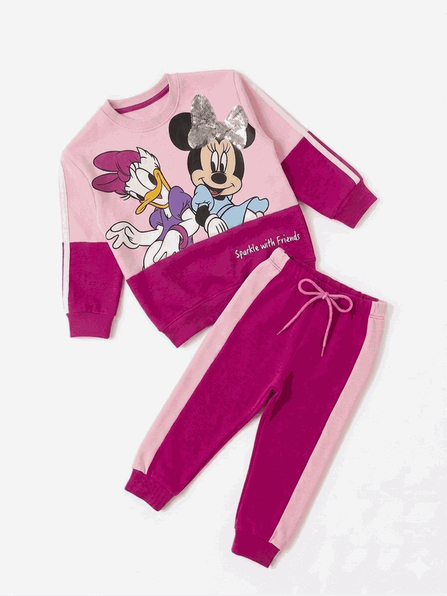 Fun With Friends Sequence Worked Penal Tracksuit - Baby & Shocking Pink
