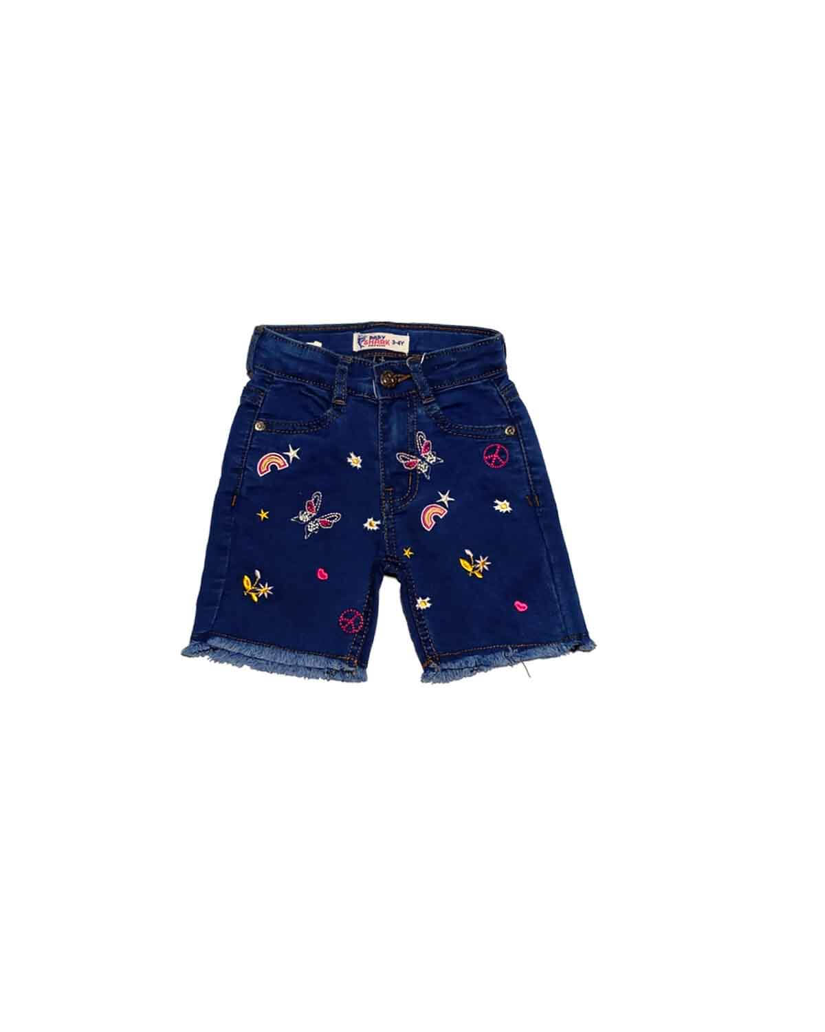 FunkyButterfliesDenimShort-DarkBlue