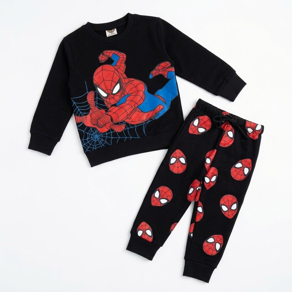 Boys SP Print Fleece Tracksuit Set-Black