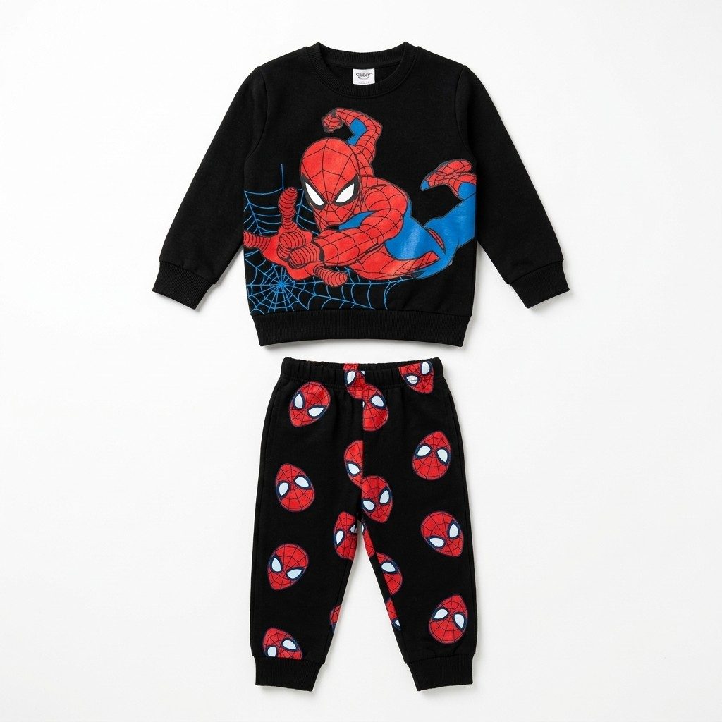 Boys SP Print Fleece Tracksuit Set-Black