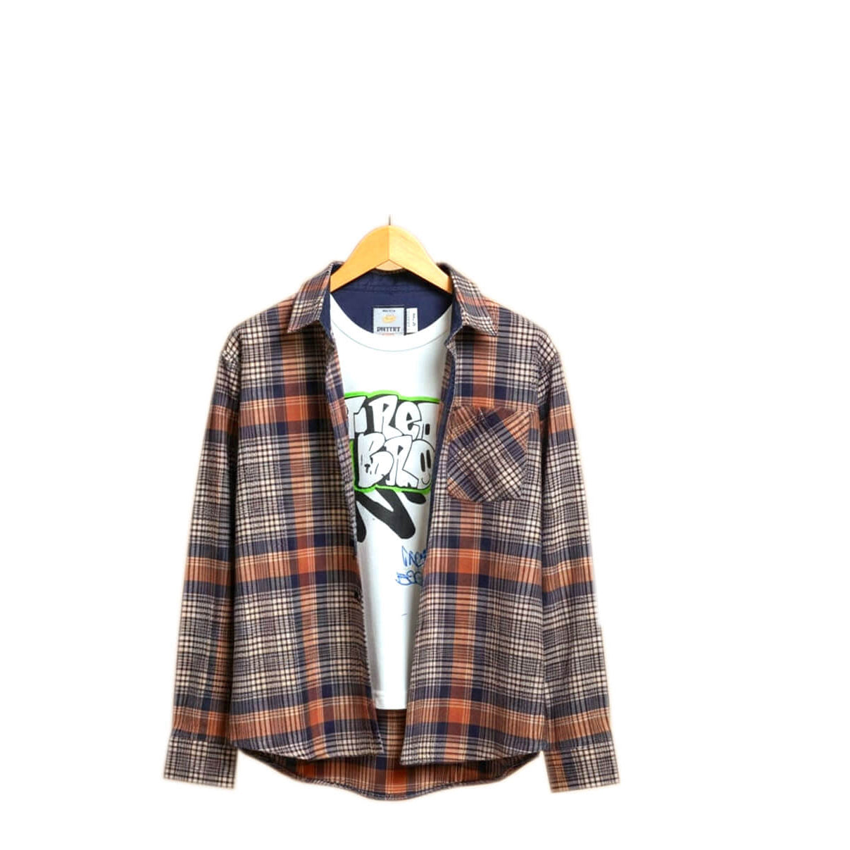 Get Ready Bro Twofer Double Casual Shirt -Blue Checked