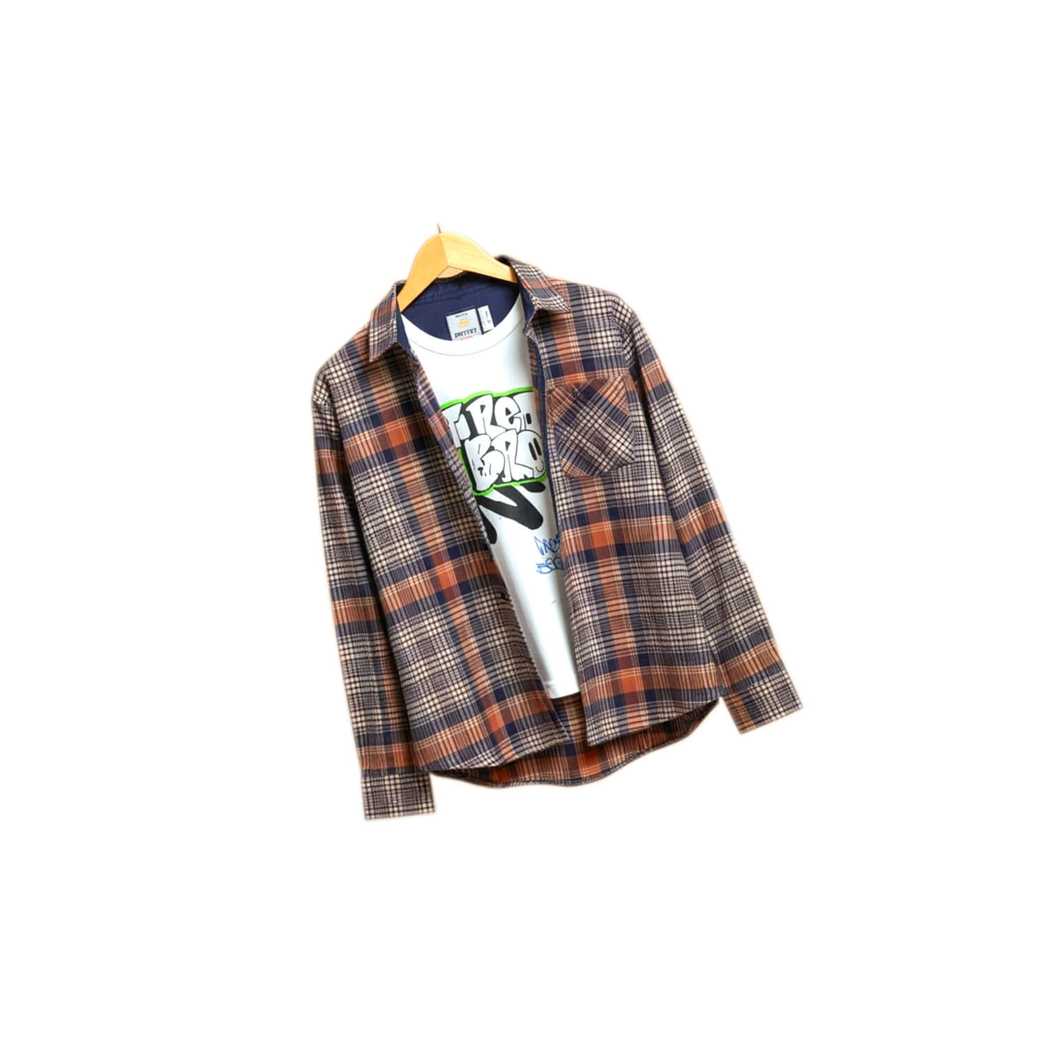 Get Ready Bro Twofer Double Casual Shirt -Blue Checked