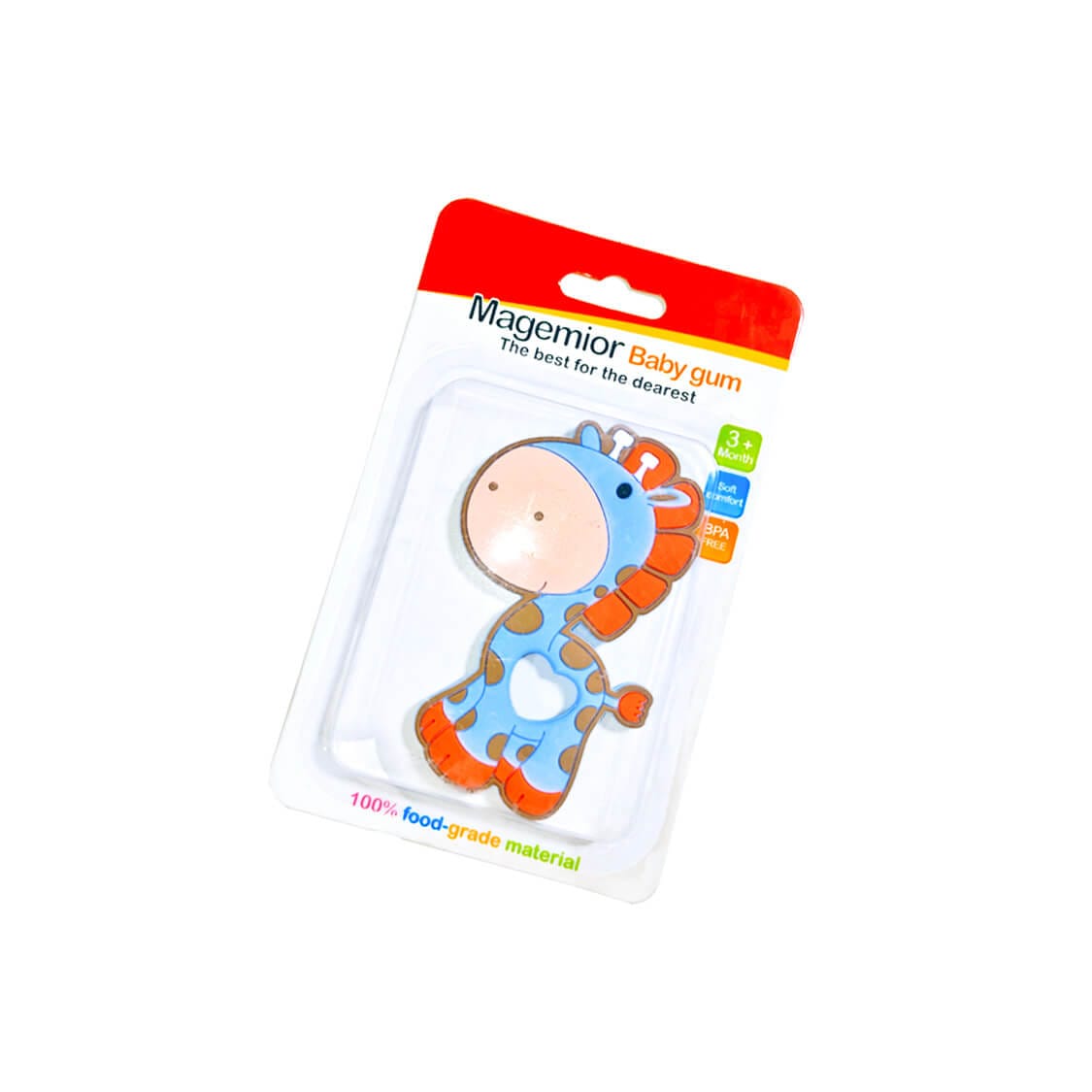 Giraffe Shape Silicone Teether Flexible and Durable Chewable -Blue